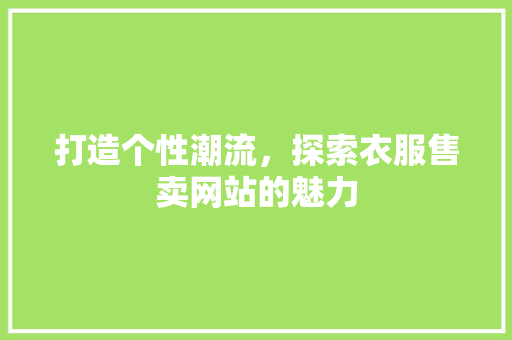 打造个性潮流，探索衣服售卖网站的魅力