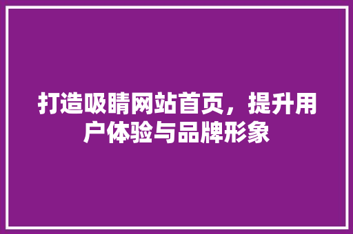 打造吸睛网站首页，提升用户体验与品牌形象