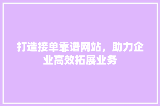 打造接单靠谱网站，助力企业高效拓展业务 NoSQL