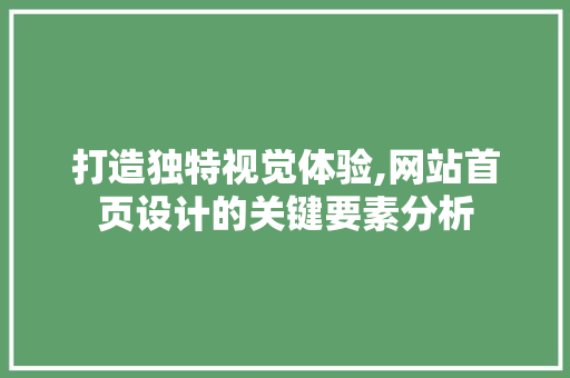 打造独特视觉体验,网站首页设计的关键要素分析 Ruby