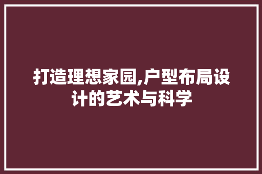 打造理想家园,户型布局设计的艺术与科学