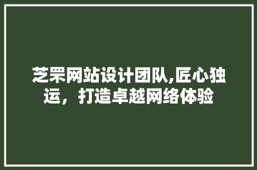 芝罘网站设计团队,匠心独运，打造卓越网络体验 JavaScript