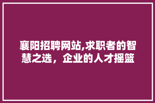 襄阳招聘网站,求职者的智慧之选，企业的人才摇篮