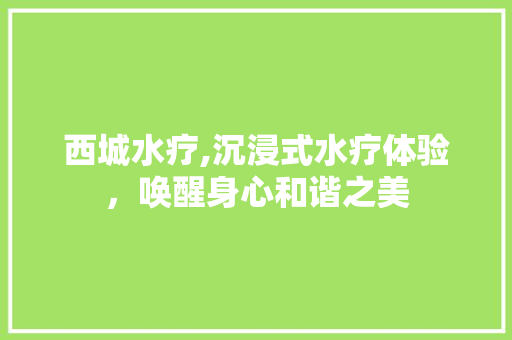 西城水疗,沉浸式水疗体验，唤醒身心和谐之美