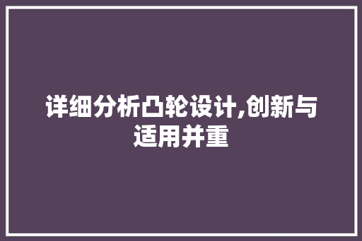 详细分析凸轮设计,创新与适用并重