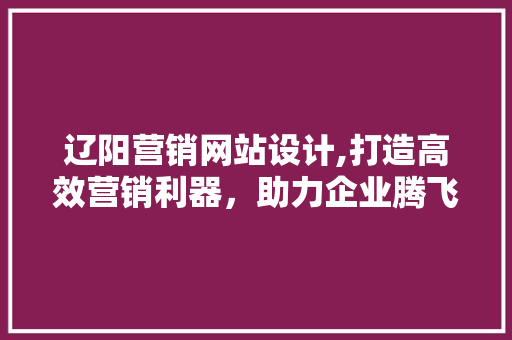 辽阳营销网站设计,打造高效营销利器，助力企业腾飞 PHP