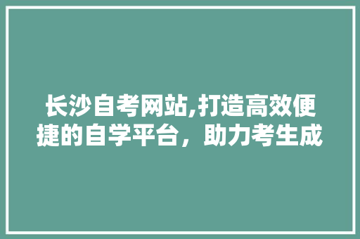 长沙自考网站,打造高效便捷的自学平台，助力考生成就梦想