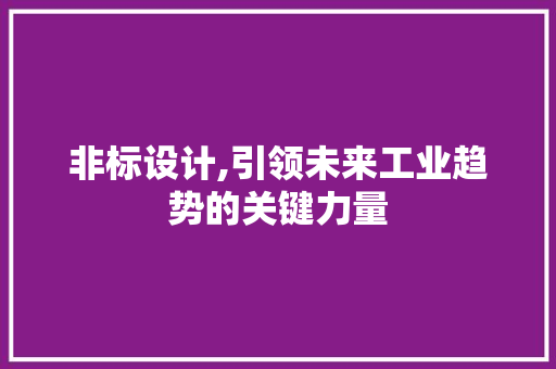 非标设计,引领未来工业趋势的关键力量 RESTful API