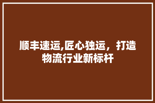 顺丰速运,匠心独运，打造物流行业新标杆