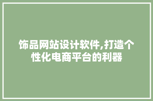 饰品网站设计软件,打造个性化电商平台的利器