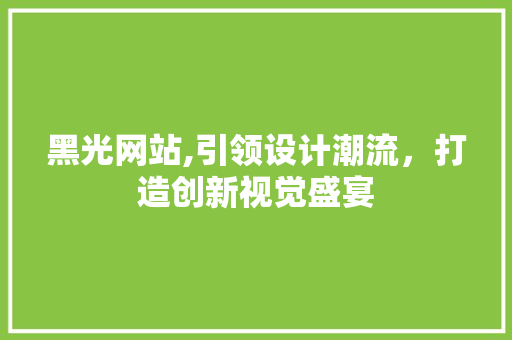 黑光网站,引领设计潮流，打造创新视觉盛宴