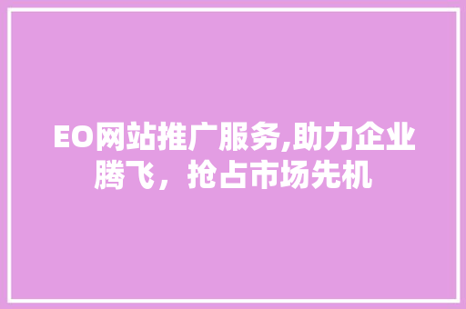 EO网站推广服务,助力企业腾飞，抢占市场先机