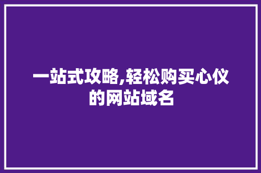 一站式攻略,轻松购买心仪的网站域名