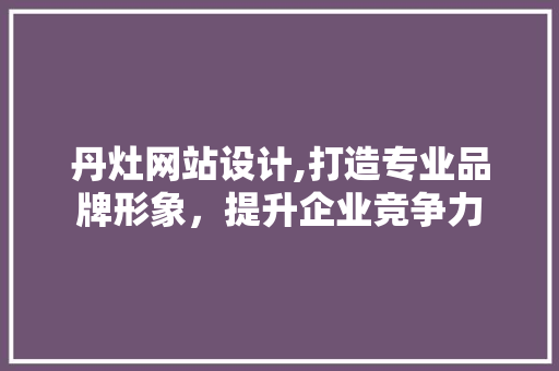 丹灶网站设计,打造专业品牌形象，提升企业竞争力