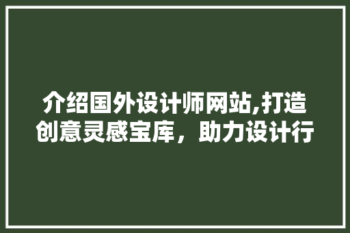 介绍国外设计师网站,打造创意灵感宝库，助力设计行业蓬勃发展