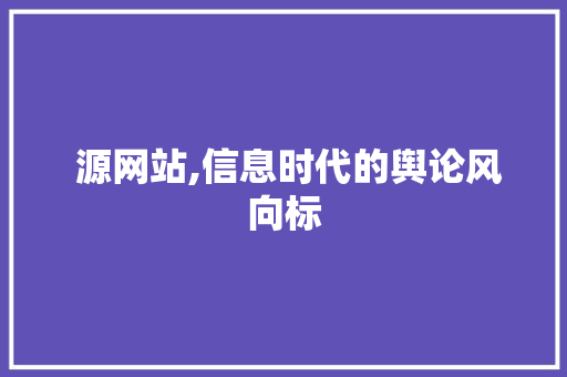  源网站,信息时代的舆论风向标