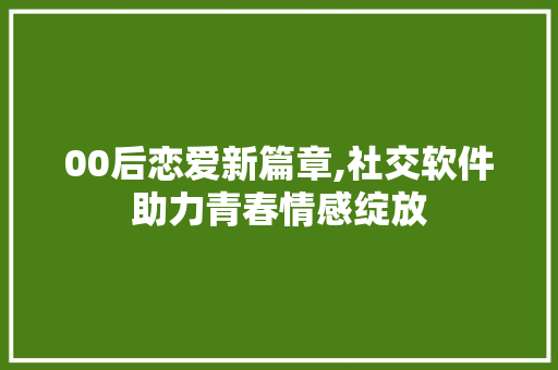 00后恋爱新篇章,社交软件助力青春情感绽放