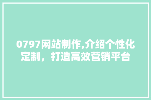 0797网站制作,介绍个性化定制，打造高效营销平台