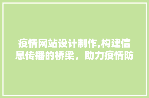 疫情网站设计制作,构建信息传播的桥梁，助力疫情防控