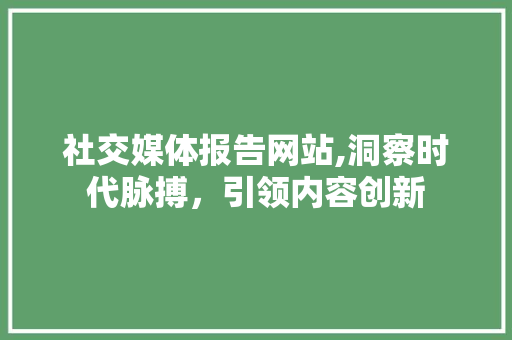 社交媒体报告网站,洞察时代脉搏，引领内容创新