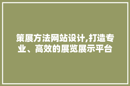 策展方法网站设计,打造专业、高效的展览展示平台