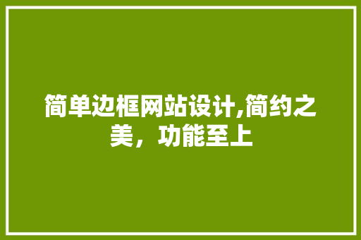 简单边框网站设计,简约之美，功能至上