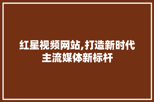 红星视频网站,打造新时代主流媒体新标杆