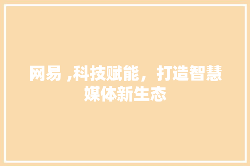 网易 ,科技赋能，打造智慧媒体新生态