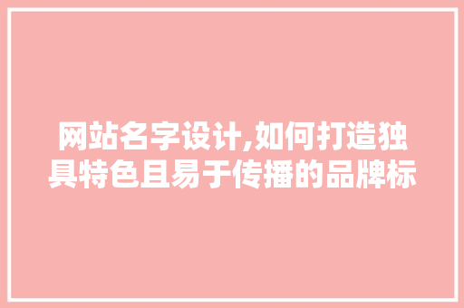 网站名字设计,如何打造独具特色且易于传播的品牌标识