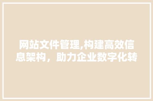 网站文件管理,构建高效信息架构，助力企业数字化转型