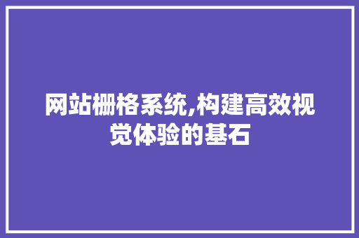 网站栅格系统,构建高效视觉体验的基石