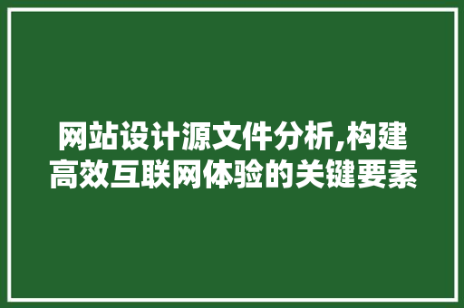 网站设计源文件分析,构建高效互联网体验的关键要素