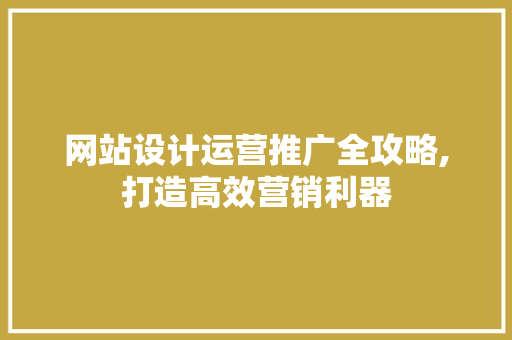 网站设计运营推广全攻略,打造高效营销利器 Angular