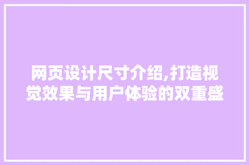 网页设计尺寸介绍,打造视觉效果与用户体验的双重盛宴