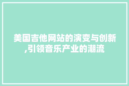 美国吉他网站的演变与创新,引领音乐产业的潮流