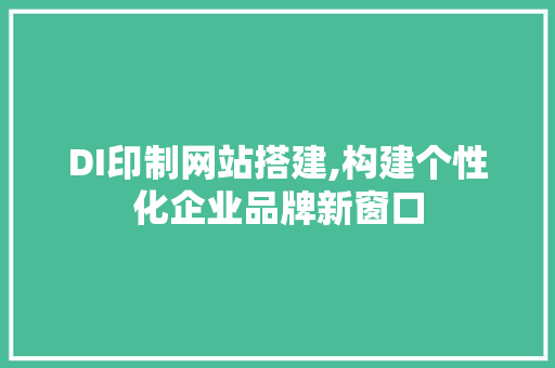 DI印制网站搭建,构建个性化企业品牌新窗口