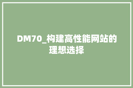 DM70_构建高性能网站的理想选择