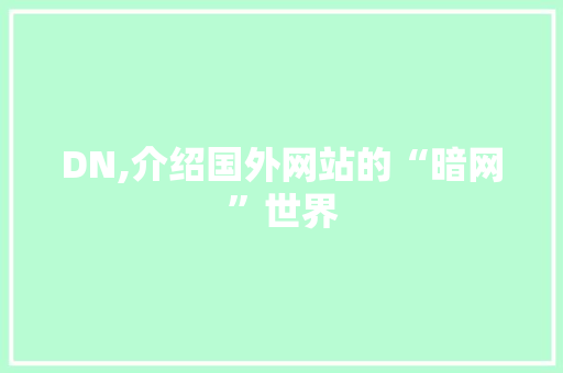 DN,介绍国外网站的“暗网”世界