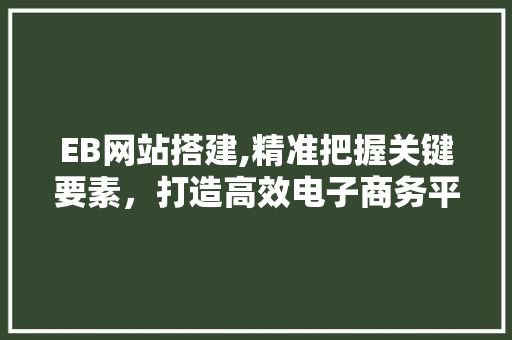 EB网站搭建,精准把握关键要素，打造高效电子商务平台