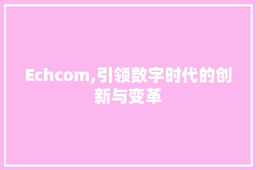 Echcom,引领数字时代的创新与变革