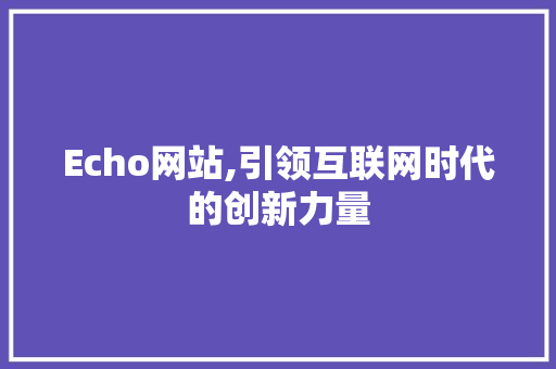 Echo网站,引领互联网时代的创新力量