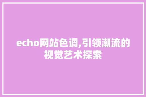 echo网站色调,引领潮流的视觉艺术探索