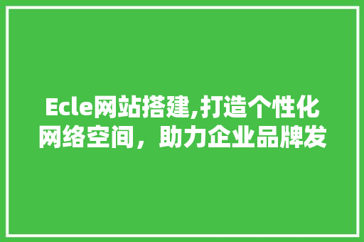 Ecle网站搭建,打造个性化网络空间，助力企业品牌发展