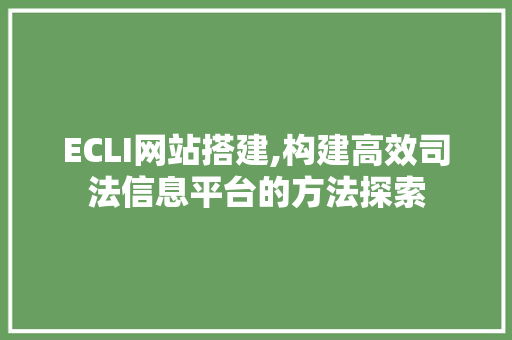 ECLI网站搭建,构建高效司法信息平台的方法探索