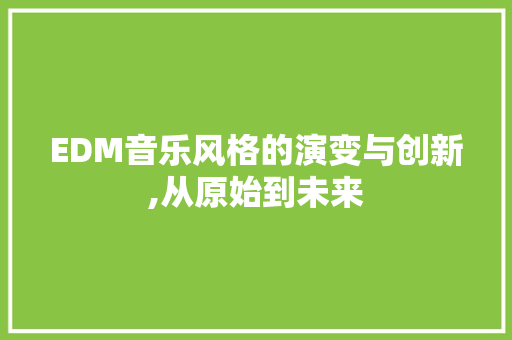 EDM音乐风格的演变与创新,从原始到未来