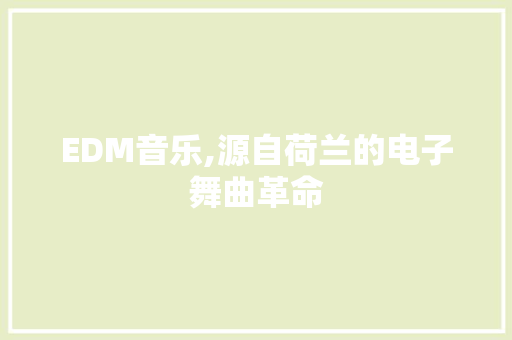 EDM音乐,源自荷兰的电子舞曲革命