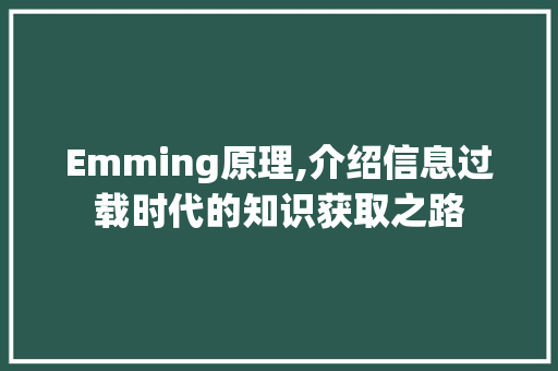 Emming原理,介绍信息过载时代的知识获取之路