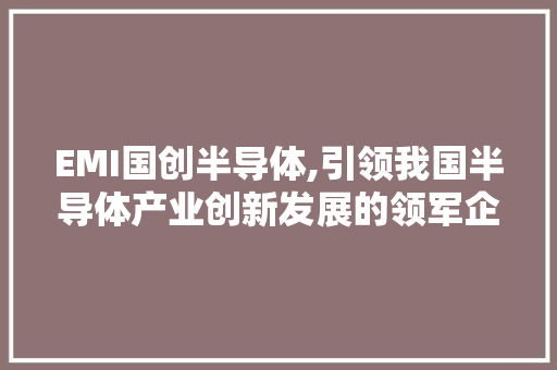 EMI国创半导体,引领我国半导体产业创新发展的领军企业