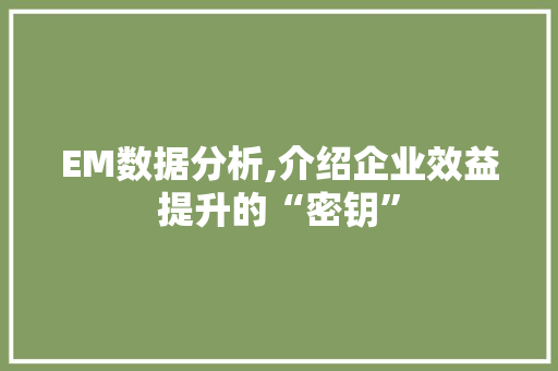 EM数据分析,介绍企业效益提升的“密钥” Angular