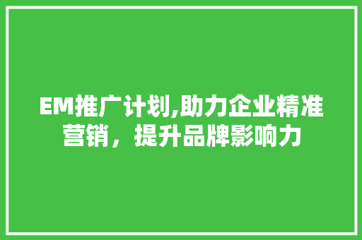 EM推广计划,助力企业精准营销，提升品牌影响力